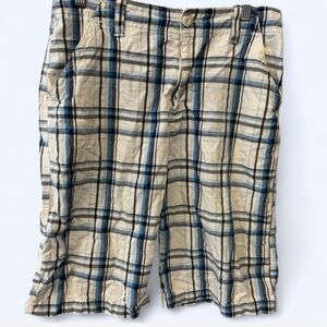 Urban Pipeline Plaid Cargo Shorts - Blue and Tan